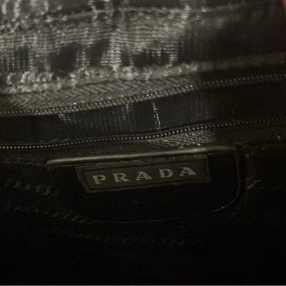 Authentic Prada Black and Tan Croc-Pattern Shoulder Bag - Picture 8 of 10